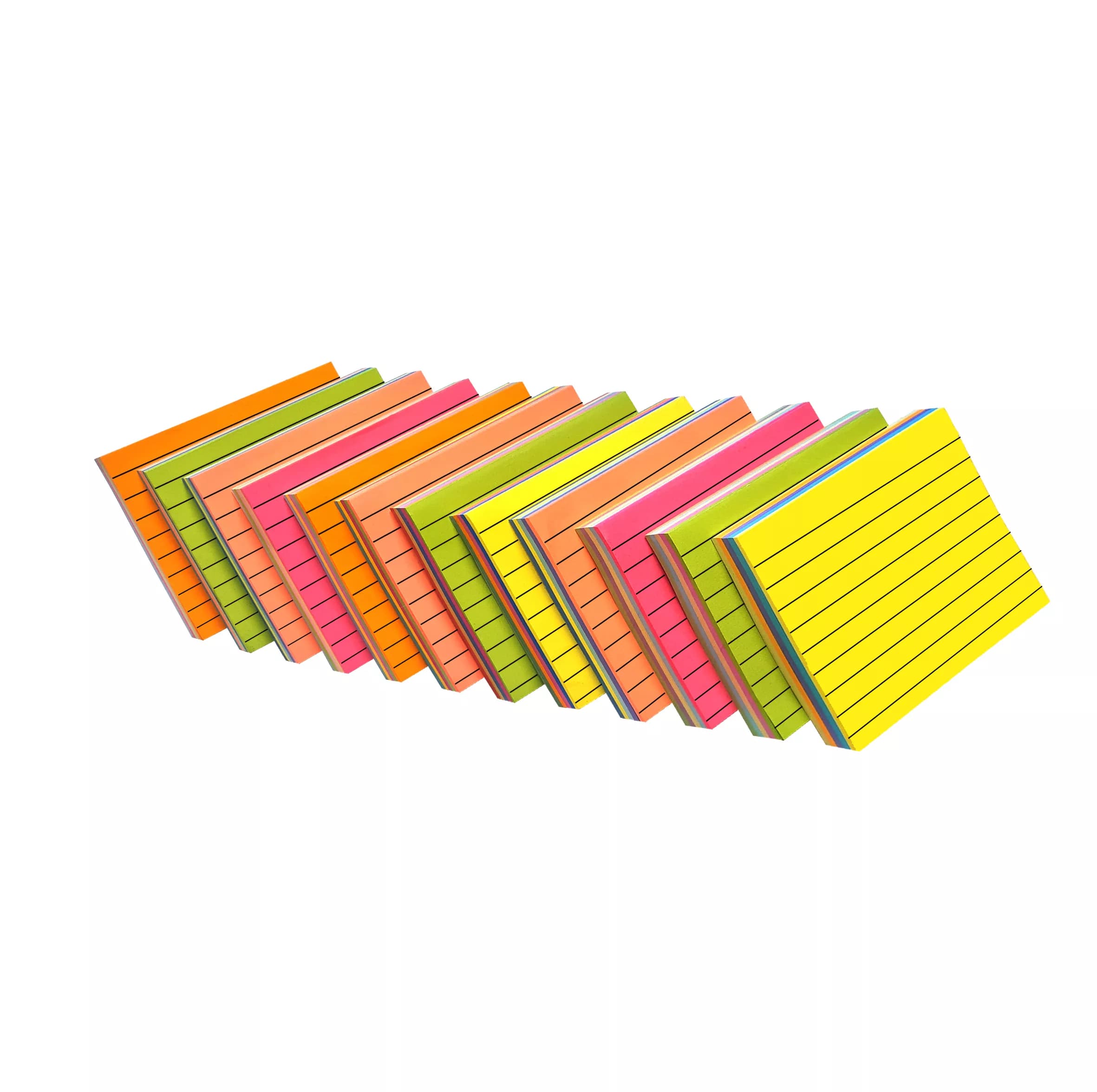 کاغذ یادداشت چسب دار مدل رنگی خط دار سایز 10×7.5 سانتی متر بسته 12 عددی