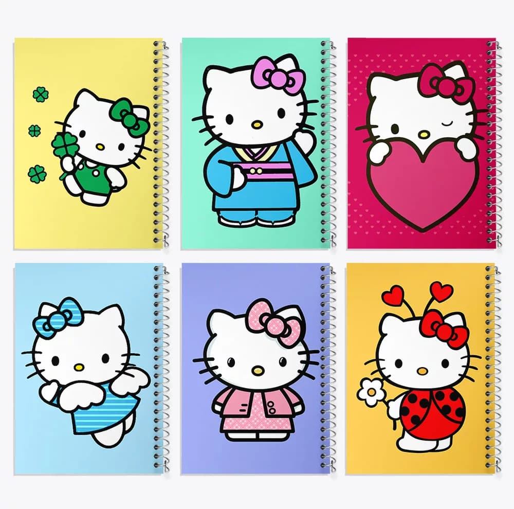 دفتر مشق 100 برگ خندالو طرح هلو کیتی (Hello Kitty) کد 283 مجموعه 6 عددی