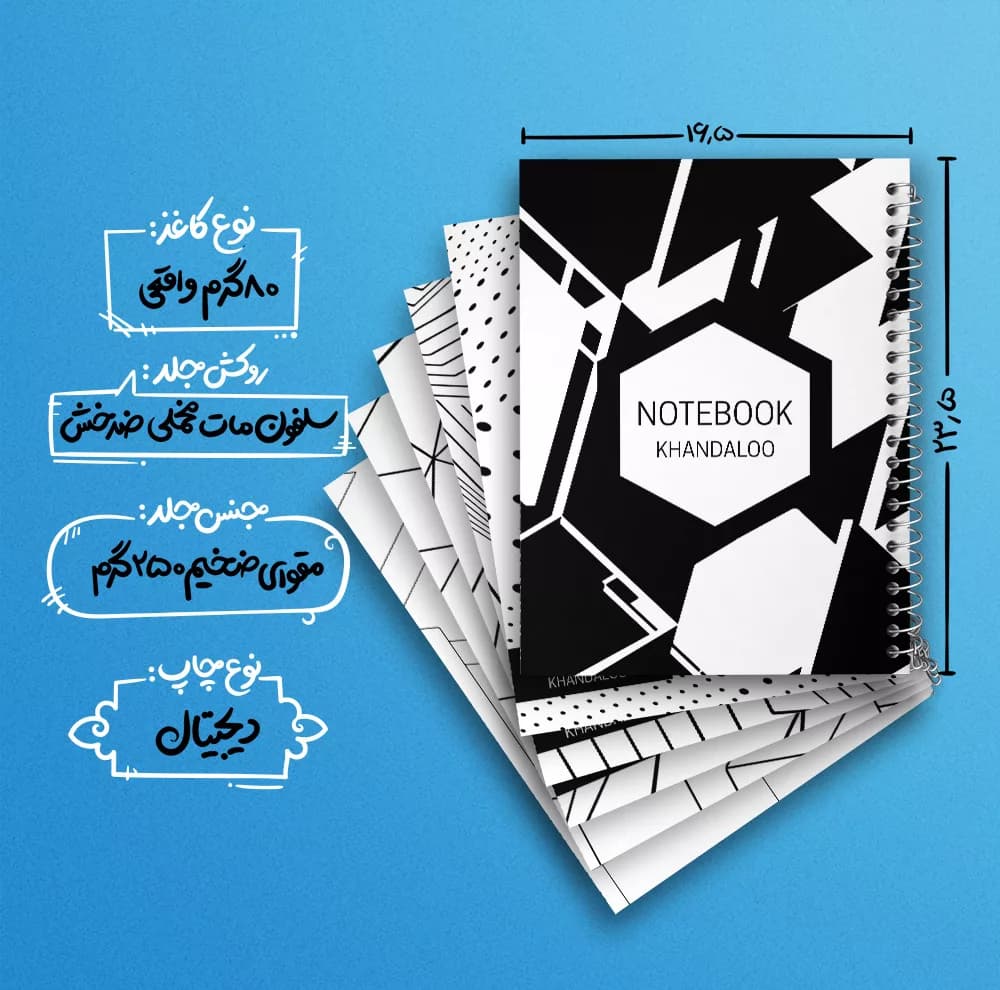 دفتر مشق 100 برگ خندالو طرح مدرن کد 68 مجموعه 6 عددی — تصویر ۴