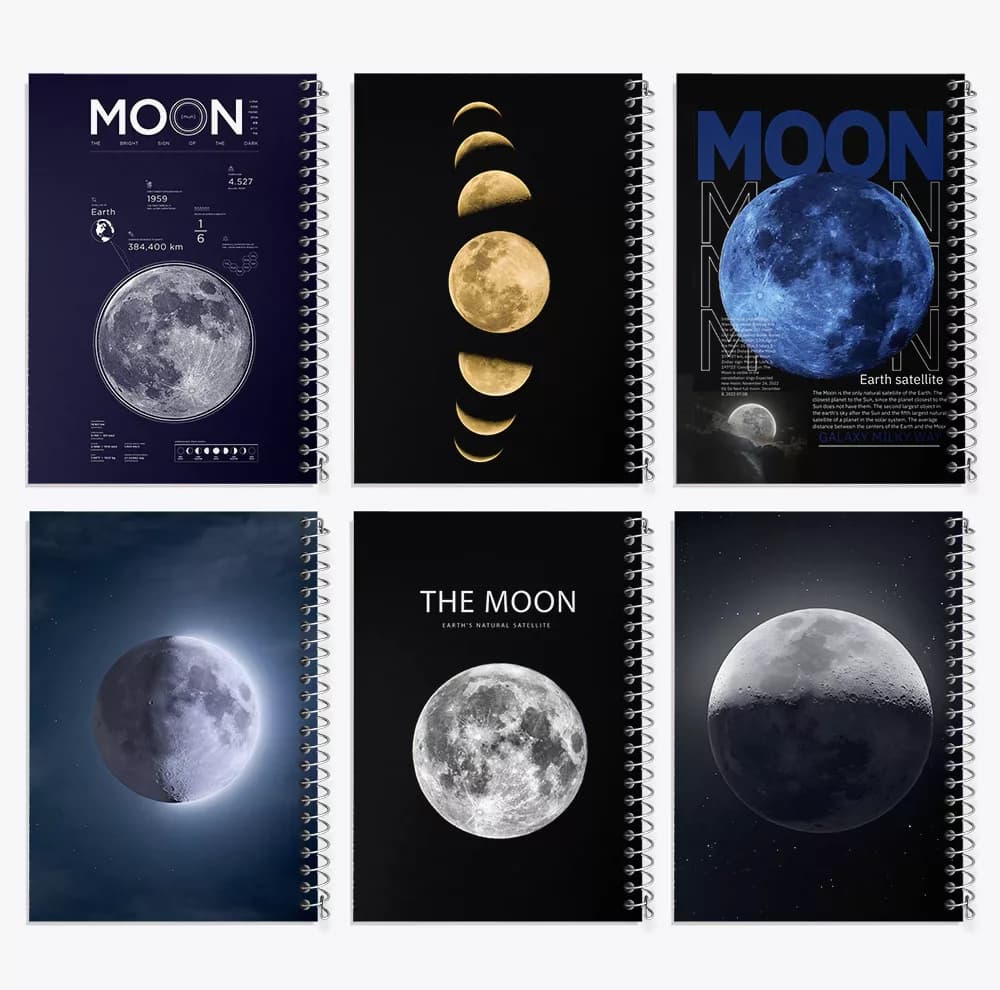 دفتر مشق 100 برگ خندالو طرح ماه (Moon) کد 860 مجموعه 6 عددی