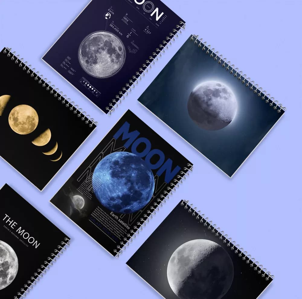 دفتر مشق 100 برگ خندالو طرح ماه (Moon) کد 860 مجموعه 6 عددی — تصویر ۸