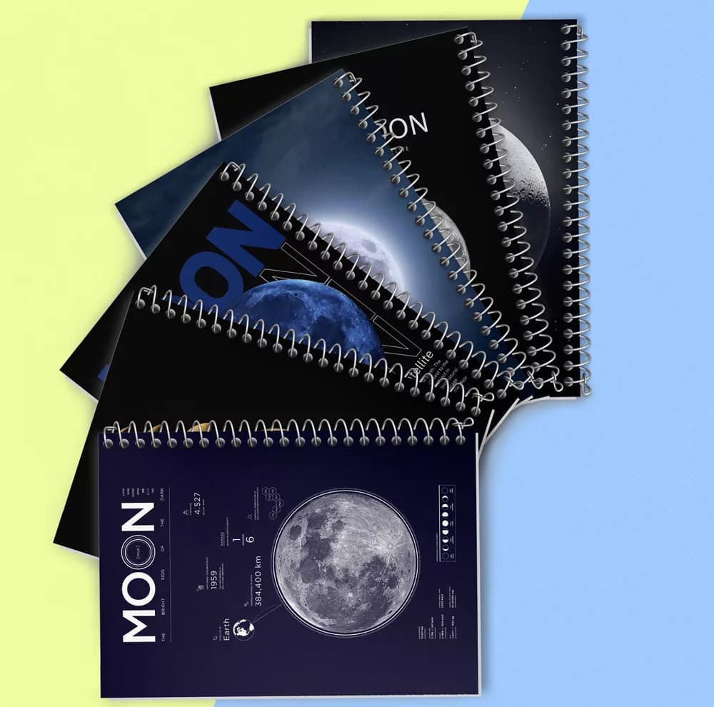 دفتر مشق 100 برگ خندالو طرح ماه (Moon) کد 860 مجموعه 6 عددی — تصویر ۲
