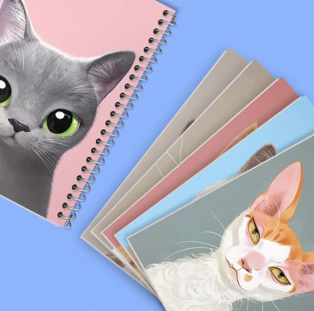 دفتر مشق 100 برگ خندالو طرح گربه (Cat) کد 481 مجموعه 6 عددی — تصویر ۶
