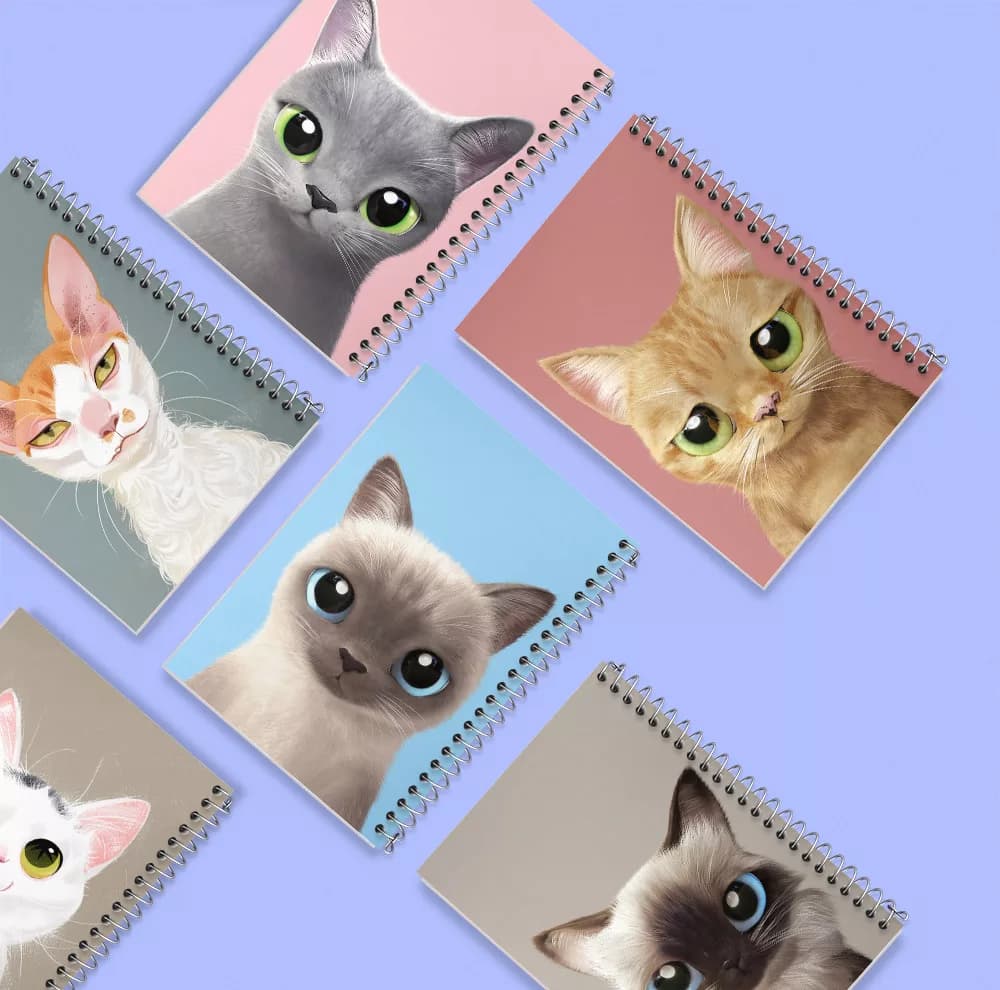 دفتر مشق 100 برگ خندالو طرح گربه (Cat) کد 481 مجموعه 6 عددی — تصویر ۸
