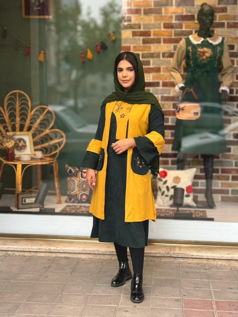 ست سروا پاییزه سبز کله غازی خردلی — تصویر ۲