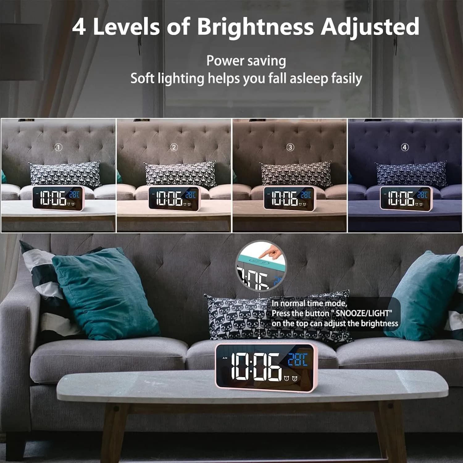 ساعت زنگ‌دار دیجیتال LATEC با نمایشگر LED و دماسنج برند LATEC مدل B08CGXHDXC — تصویر ۵