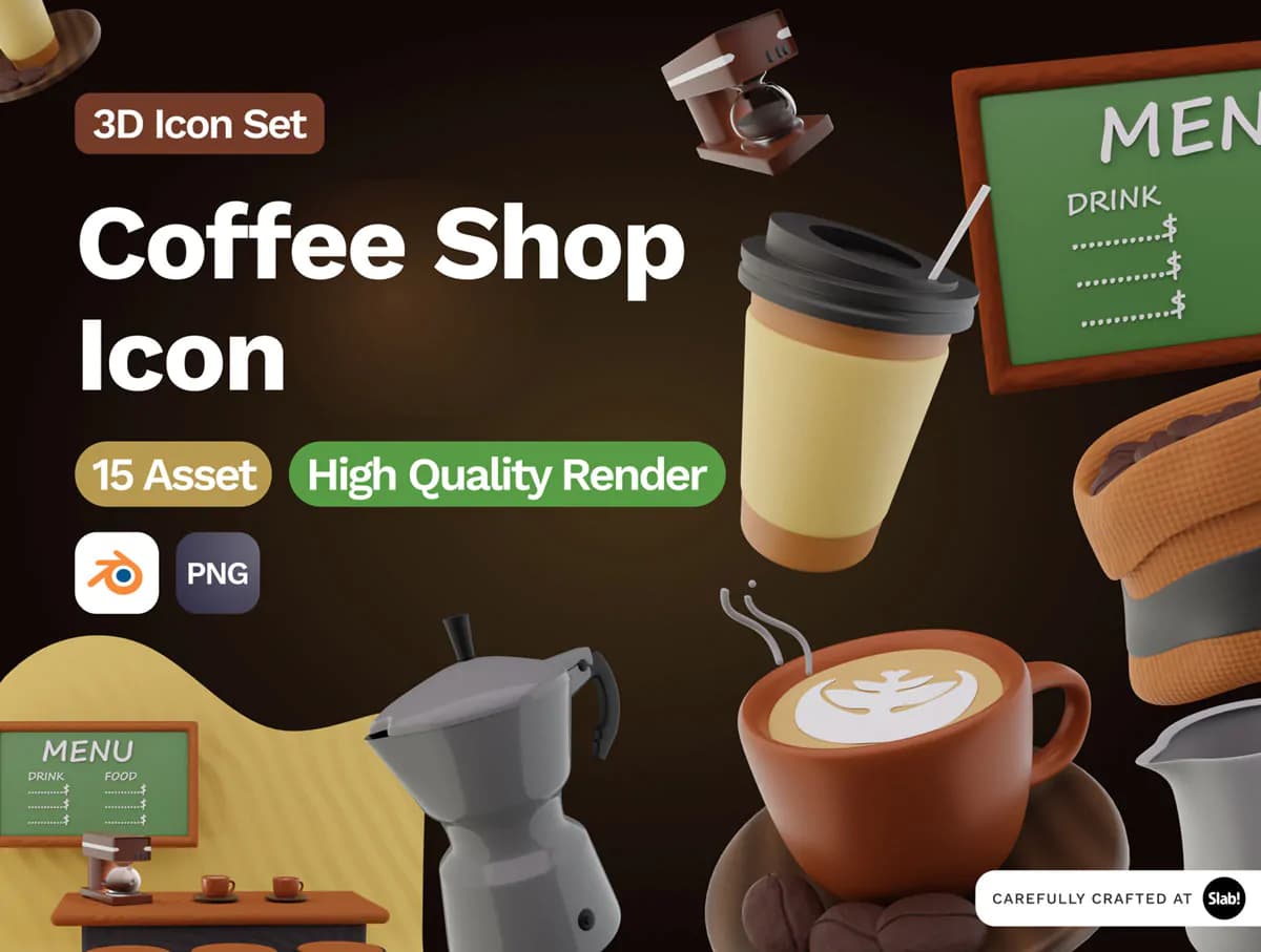 15 آیکون قهوه و کافی شاپ 3D — تصویر ۷