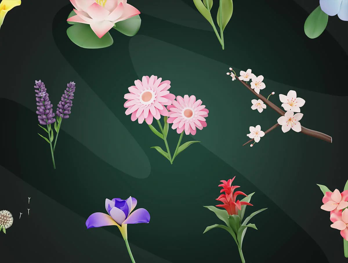 20 آیکون گل 3D — تصویر ۸