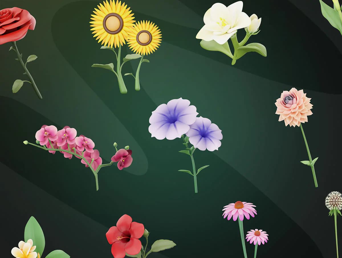 20 آیکون گل 3D — تصویر ۷