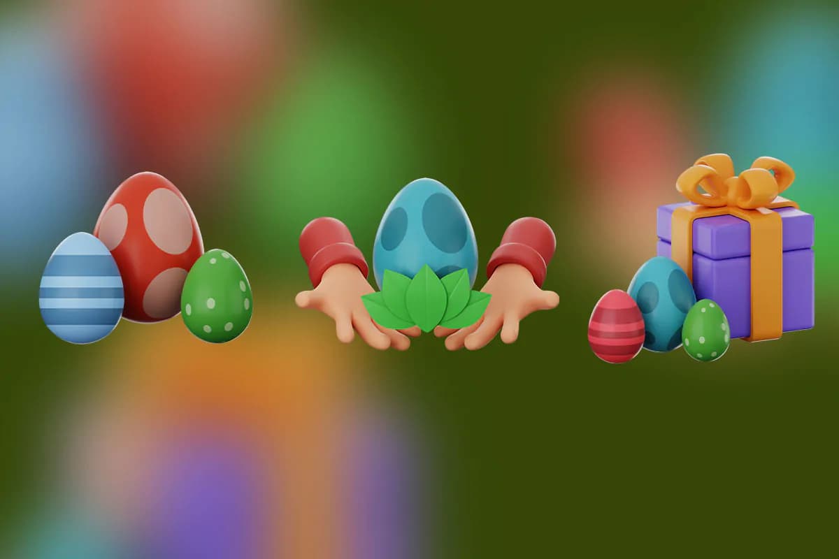 آیکون عید و تخم مرغ رنگی 3D — تصویر ۲
