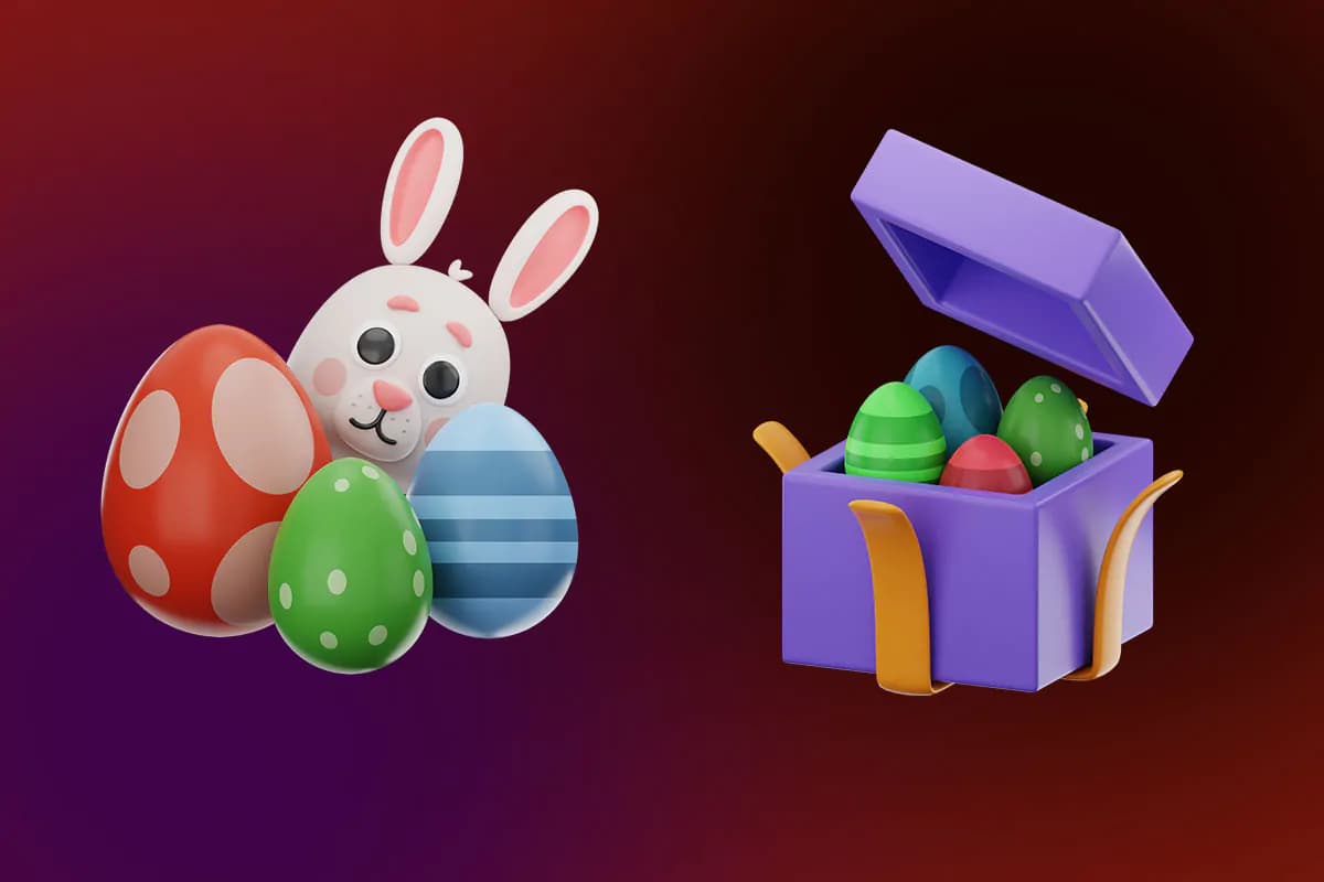 آیکون عید و تخم مرغ رنگی 3D — تصویر ۵