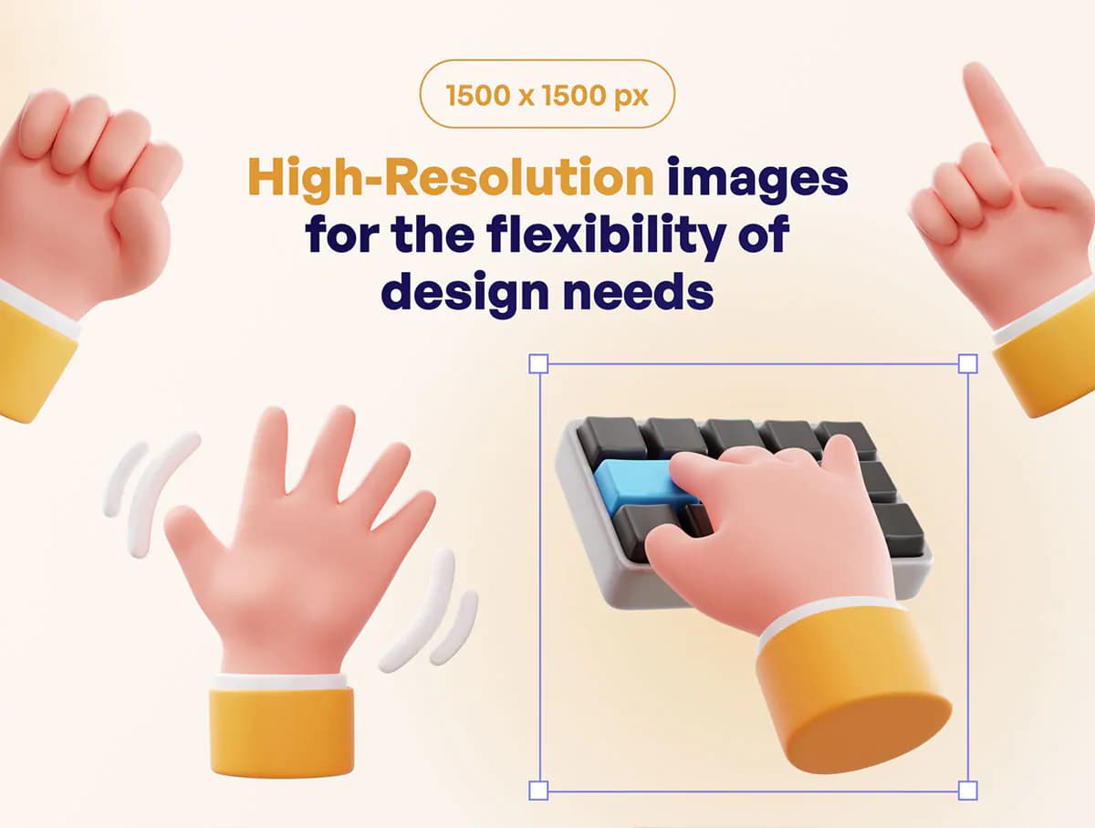 20 آیکون 3D دست — تصویر ۵