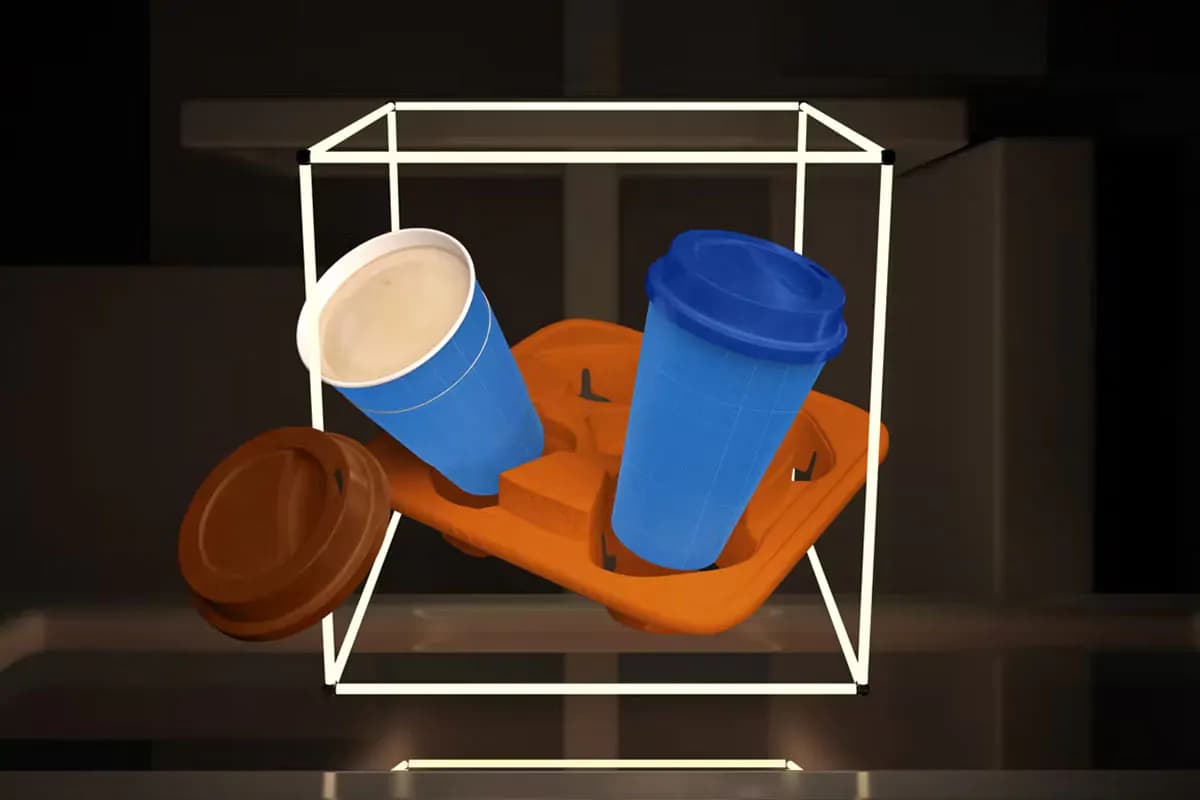 موکاپ لیوان قهوه با تم و افکت نئونی — تصویر ۴
