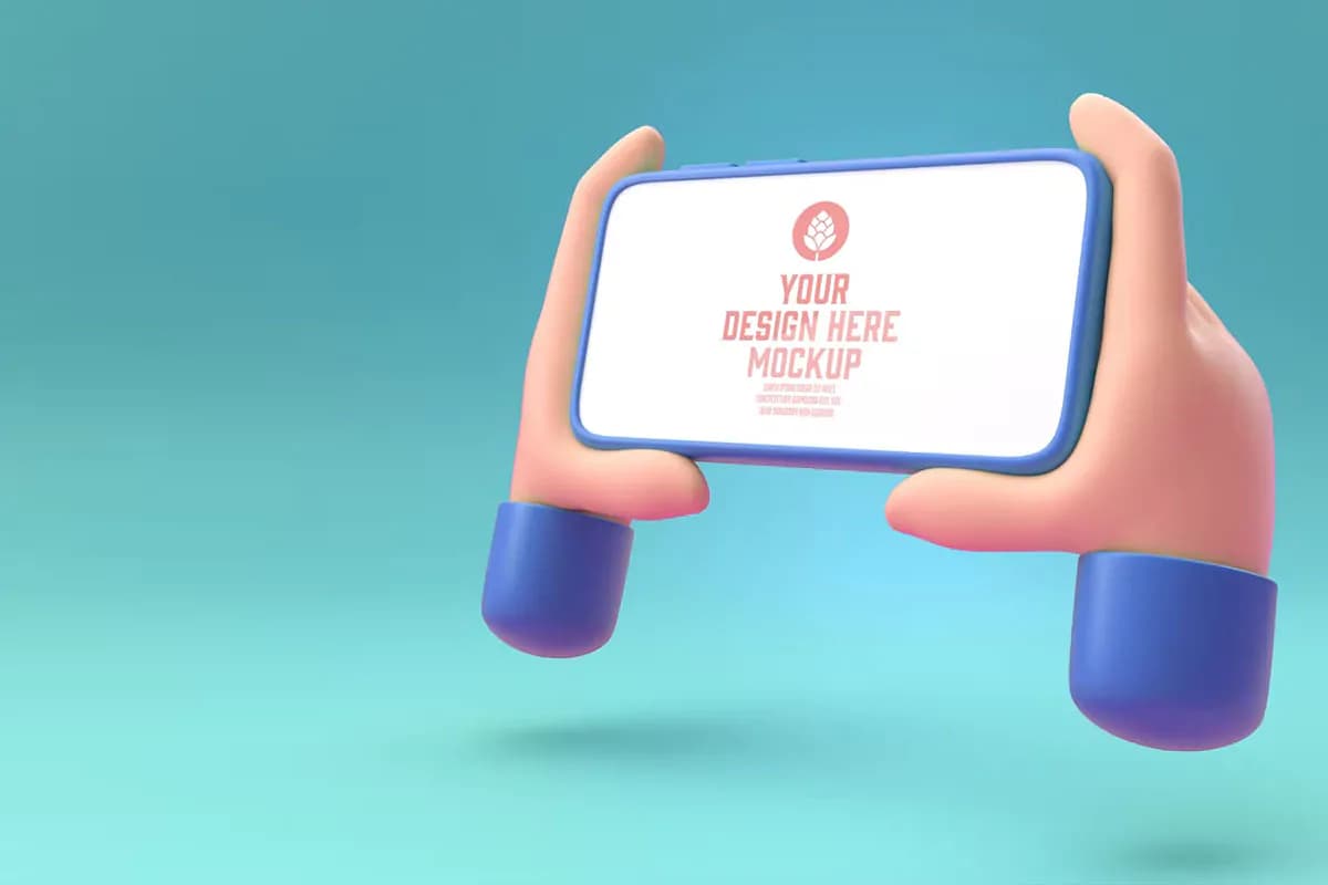 موکاپ موبایل در دست کمیک و 3D — تصویر ۴