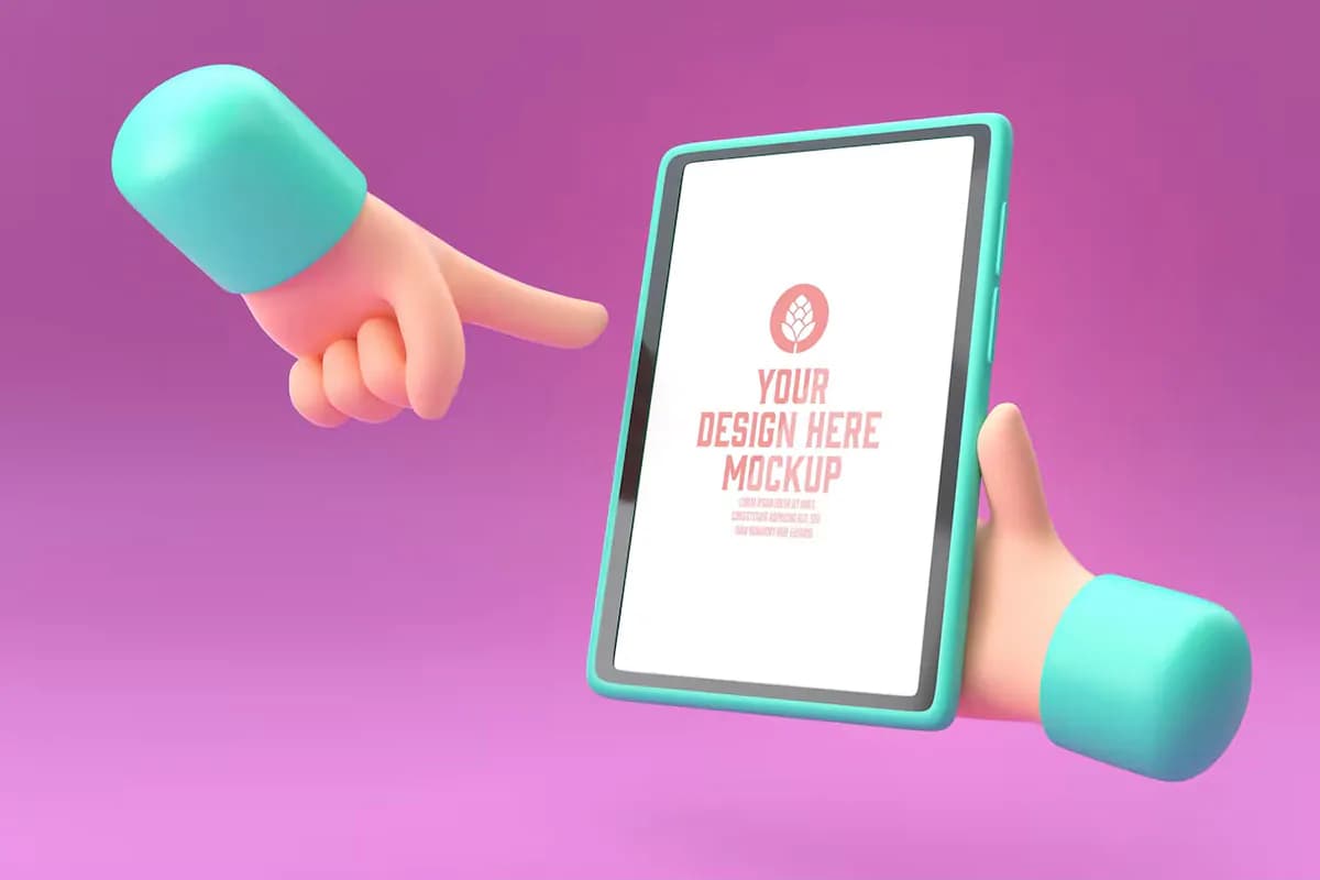موکاپ موبایل در دست کمیک و 3D — تصویر ۶