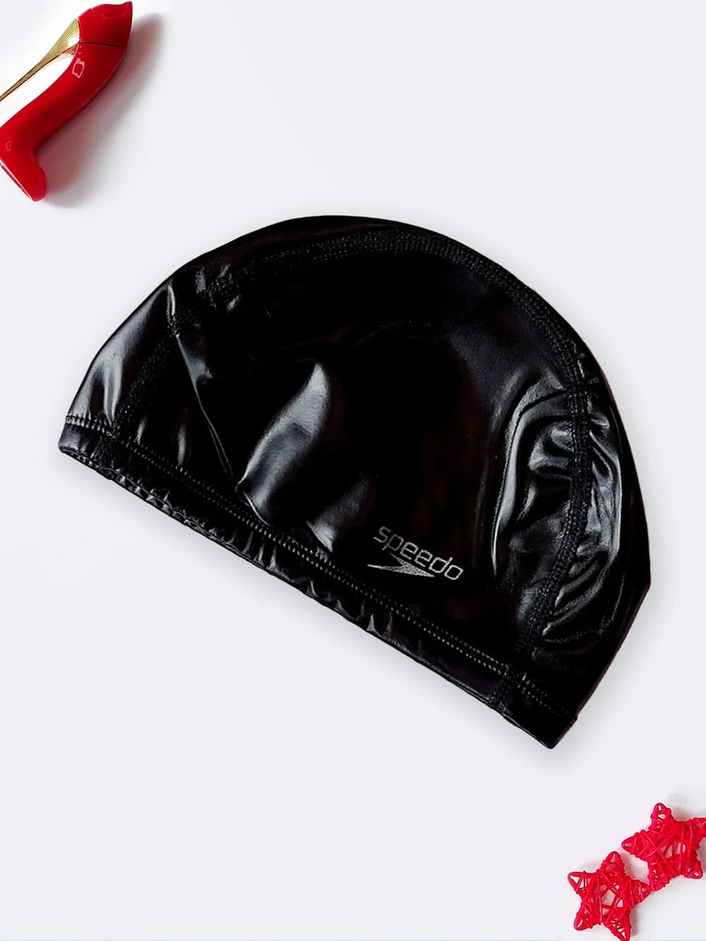 کلاه شنا زنانه و مردانه مشکی فومی طرح ساده مارک اسپیدو ( Speedo )