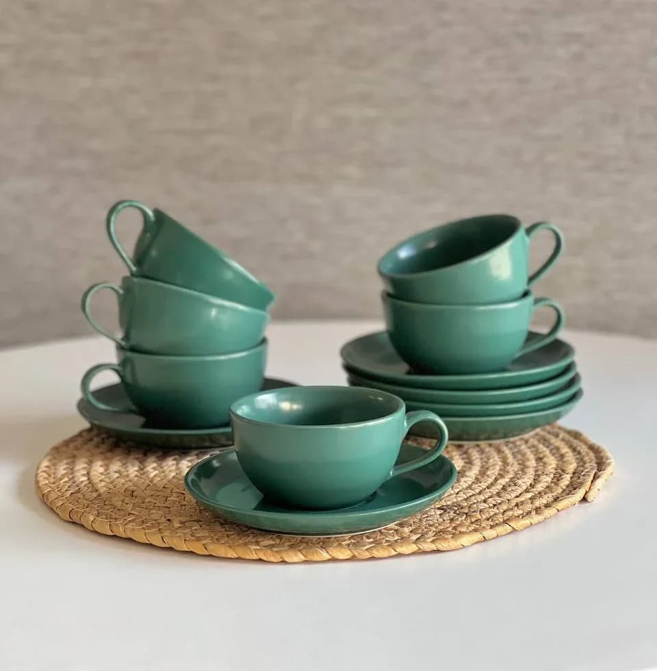 فنجان و نعلبکی چای خوری بن سای – رنگ یشمی