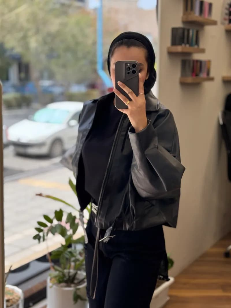 بامبر کت چرم پایین سگک دار _9006 — تصویر ۲