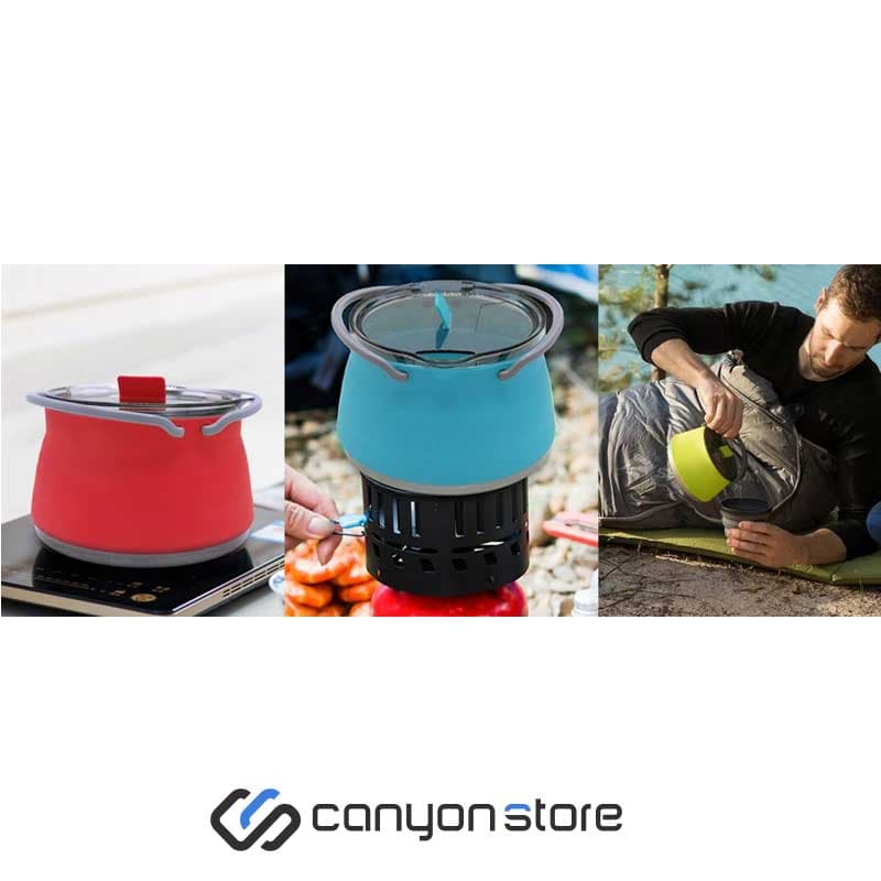 كتری سفری تاشو سيليكونی – Camping Silicone Kettle — تصویر ۲