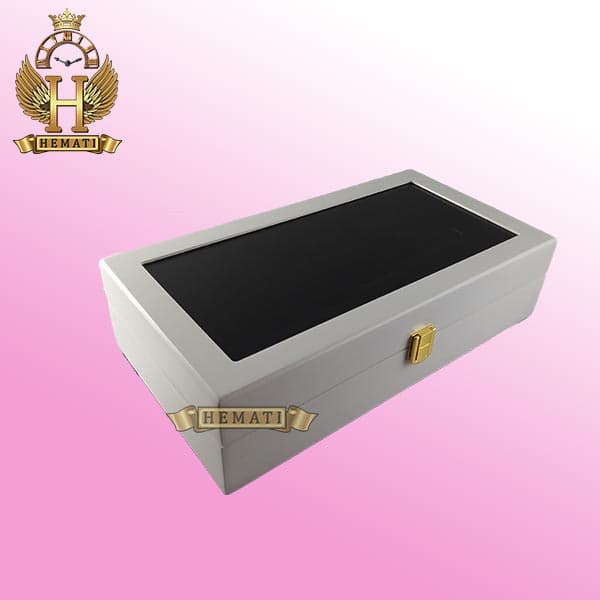 جعبه ساعت لوکس کلکسیونی چوبی 12تایی BOXL12107 (سفید داخل مشکی)