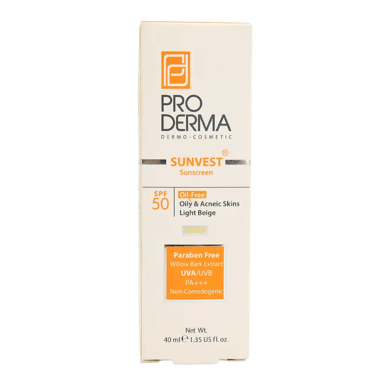 کرم ضد آفتاب فاقد چربی پرودرما SPF 50 رنگ بژ روشن