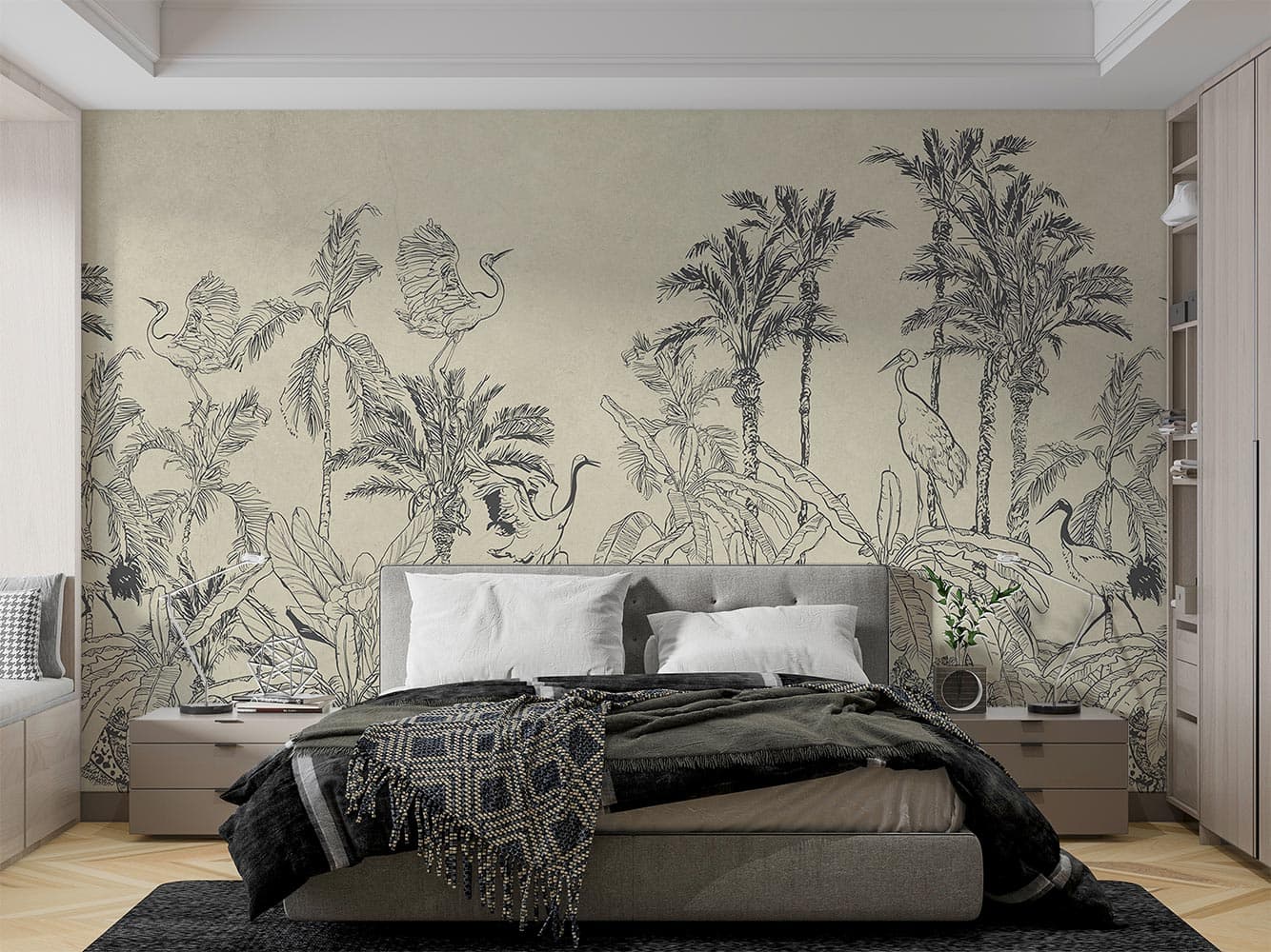 کاغذ دیواری کلاسیک حیوانات درخت W10245200