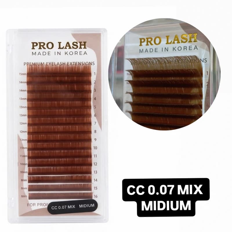 پالت مژه اکستنشن قهوه ای پرولش PROLASH MIDIUM CC-0.07-Mix