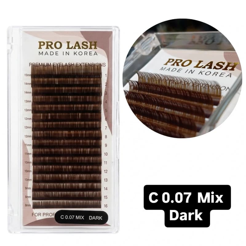 پالت مژه اکستنشن قهوه ای پرولش PROLASH DARK C -0.07-Mix