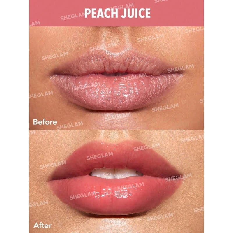 بالم لب آینه ای شیگلم SHEGLAM مدل Glow Addict رنگ Peach Juice — تصویر ۳