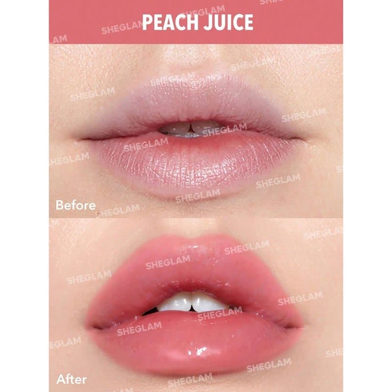 بالم لب آینه ای شیگلم SHEGLAM مدل Glow Addict رنگ Peach Juice — تصویر ۲