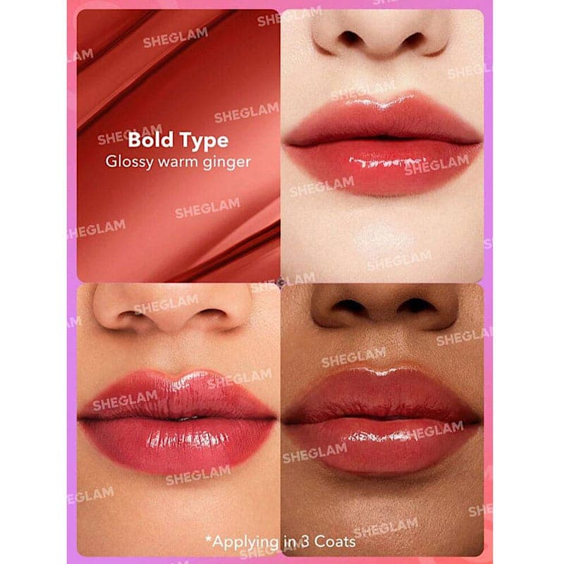 رژلب جامد شاین شیگلم SHEGLAM مدل Mirror Kiss رنگ Bold Type — تصویر ۳
