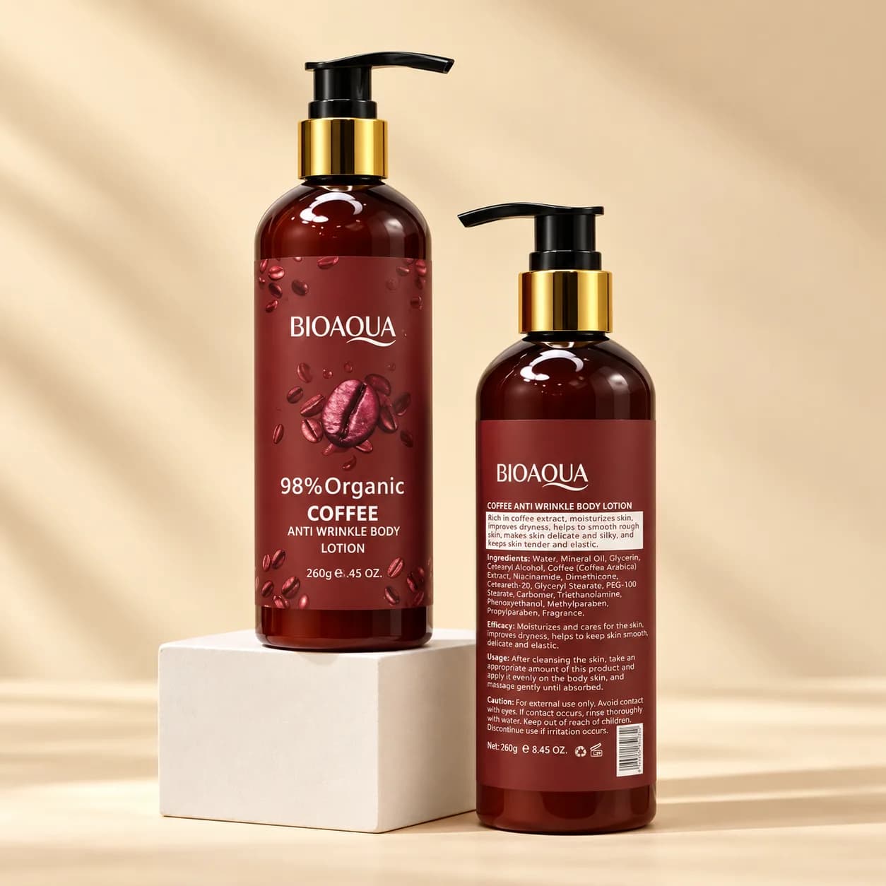 لوسیون بدن آبرسان قهوه بیوآکوا BIOAQUA وزن 260 گرم — تصویر ۲