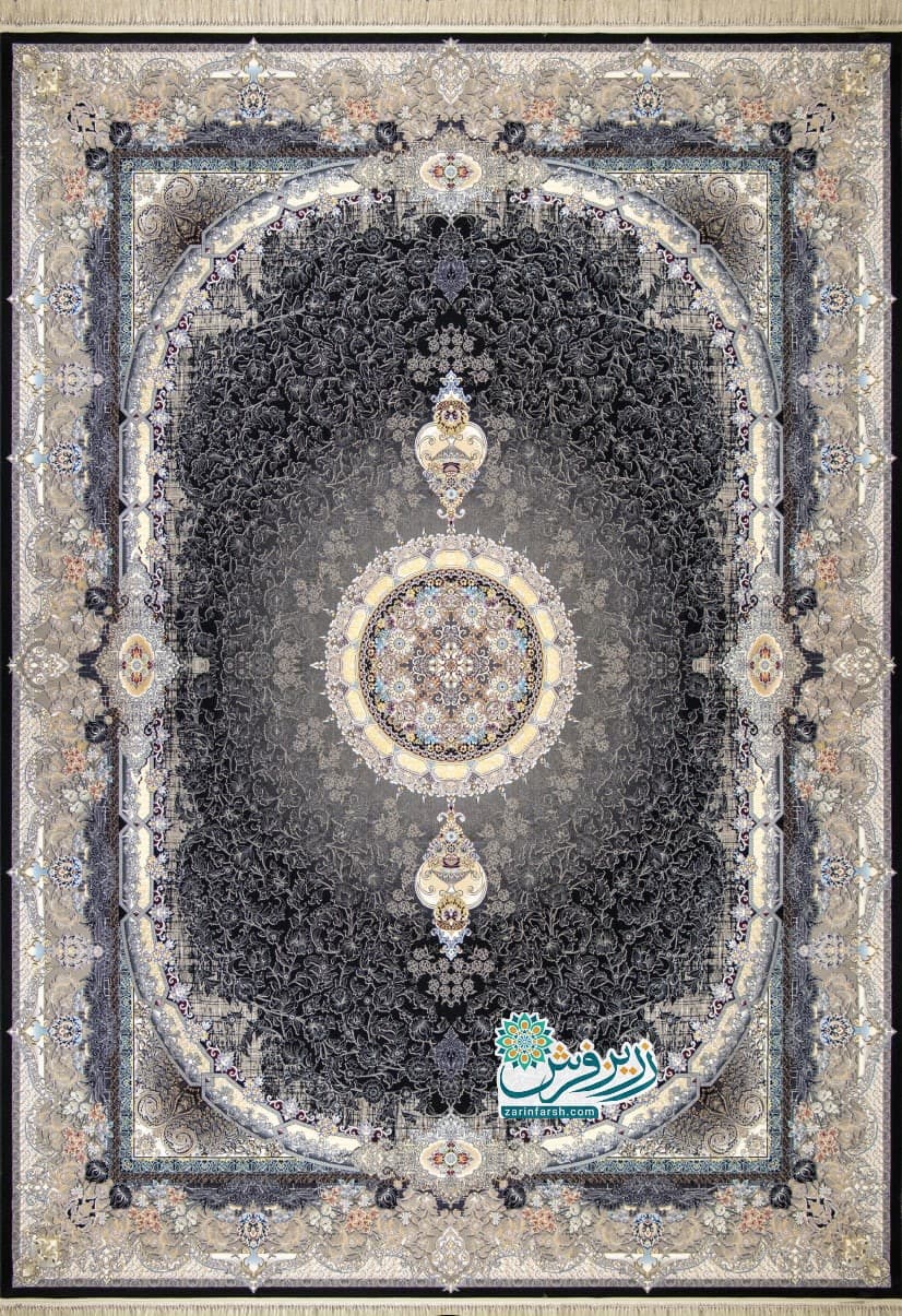 فرش 1200 شانه طرح هالیوود سرمه ای- تمام نخ اکریلیک