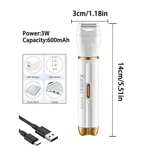 ماشین اصلاح چهار کاره صورت و بدن بانوان مدل کیمی Kemei km-276 — تصویر ۵