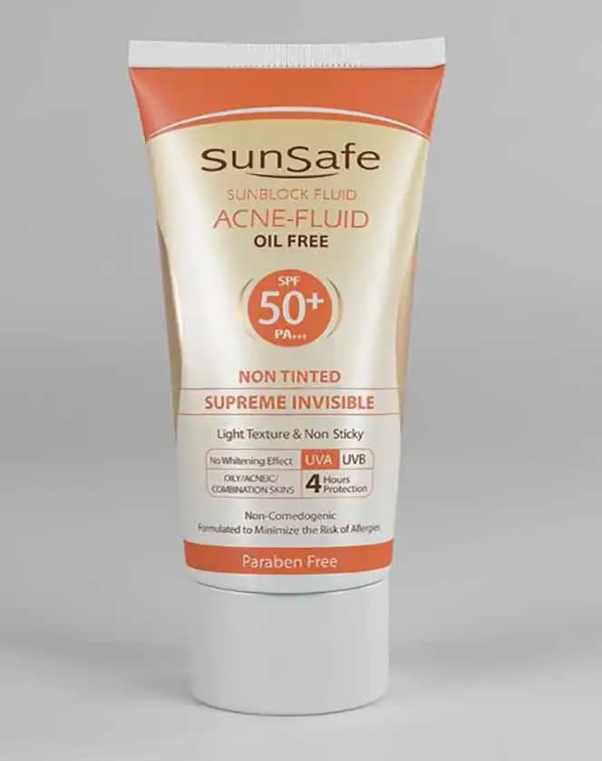 فلوئید ضد افتاب سان سیف بدون رنگ و چربی SPF 50 — تصویر ۲