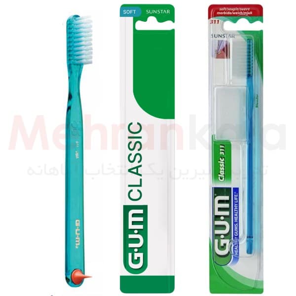 مسواک جی یو ام سری Rubber Tip مدل Classic 411 با برس نرم — تصویر ۲