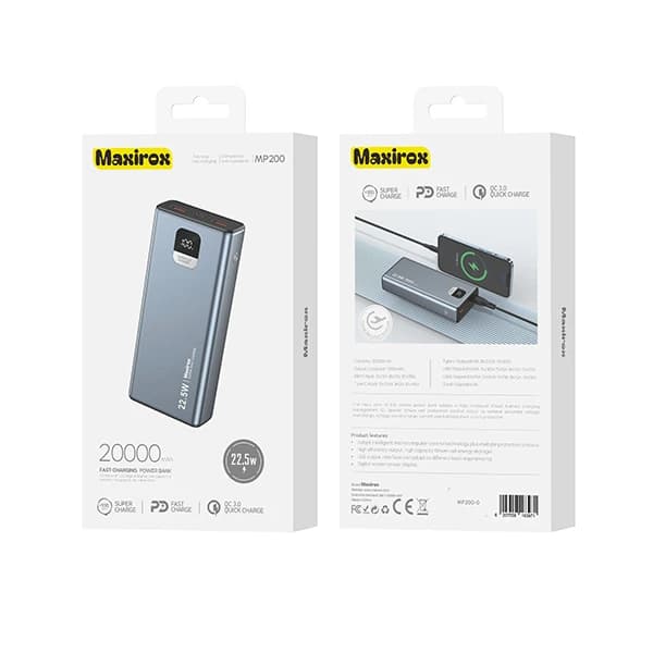 پاوربانک Maxirox MP200 | ظرفیت 20000mAh | شارژ سریع 22.5W — تصویر ۲