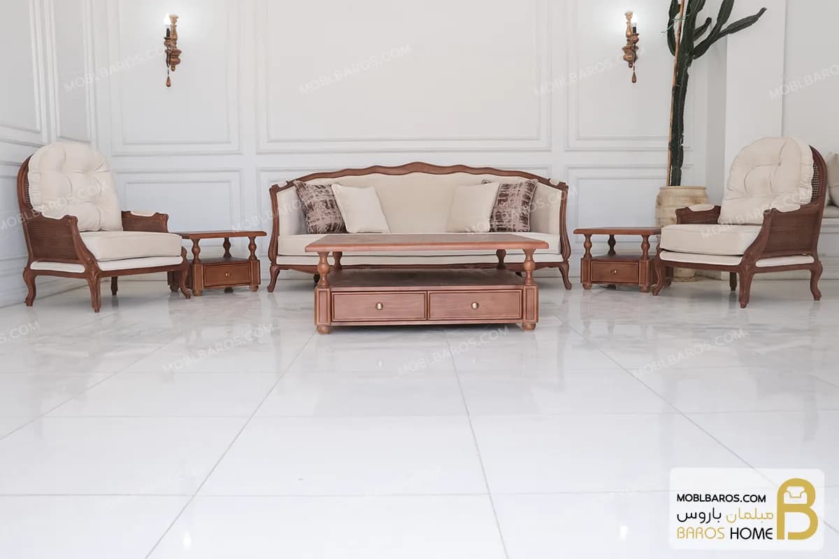 مبل کلاسیک ۸ نفره معروف راشل و مبل تکنفره روما