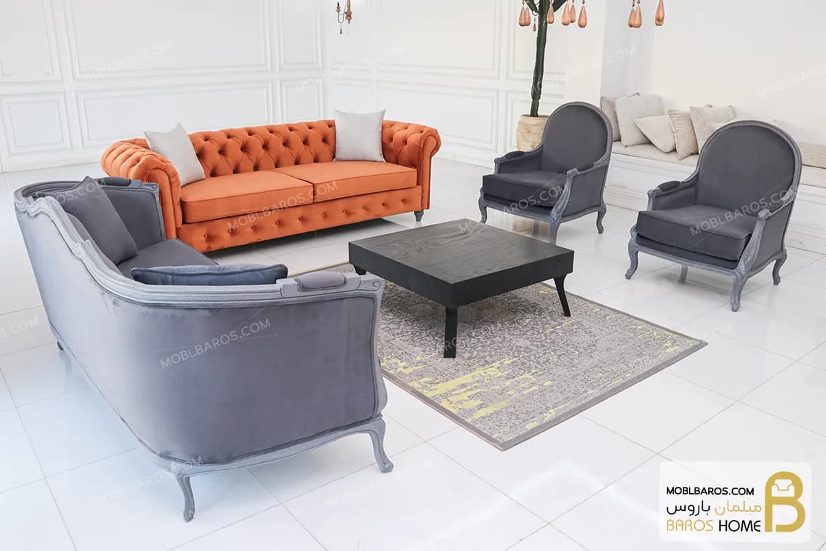 مبل کلاسیک و راحتی راشل پلاس و چستر دسته پی — تصویر ۲