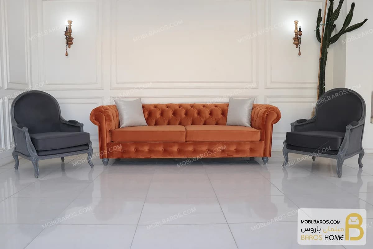 مبل کلاسیک و راحتی راشل پلاس و چستر دسته پی