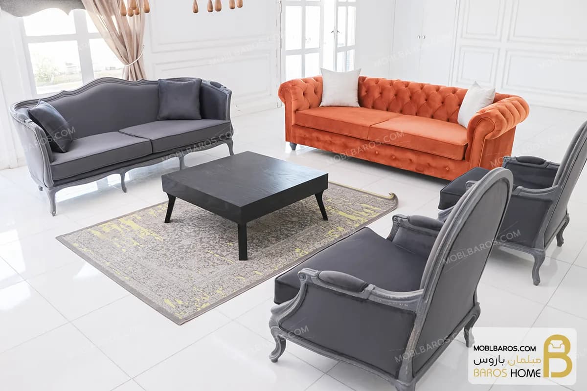 مبل کلاسیک و راحتی راشل پلاس و چستر دسته پی — تصویر ۳