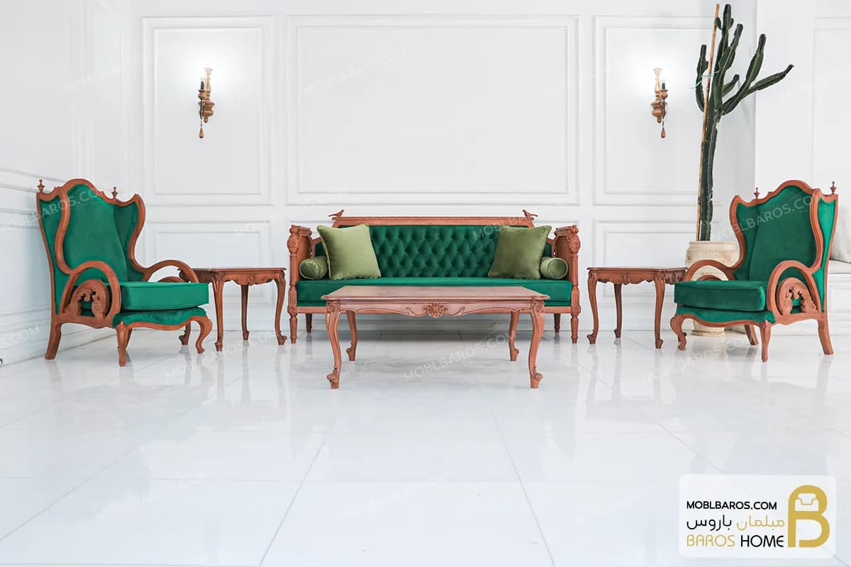 مبل کلاسیک و جدید ۷ نفره کاجی روما و کینگ