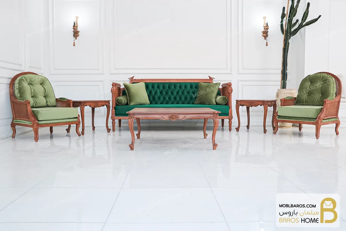 مبل کلاسیک و جدید ۷ نفره کاجی روما و کینگ — تصویر ۳