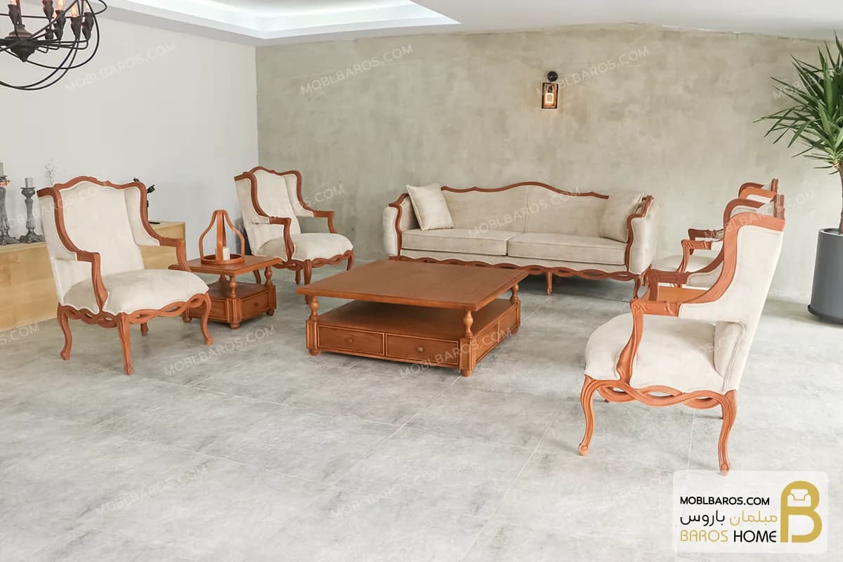 مبل کلاسیک ۷ نفره ابزاری پاسنگ ایتالیایی و تک کویین — تصویر ۴