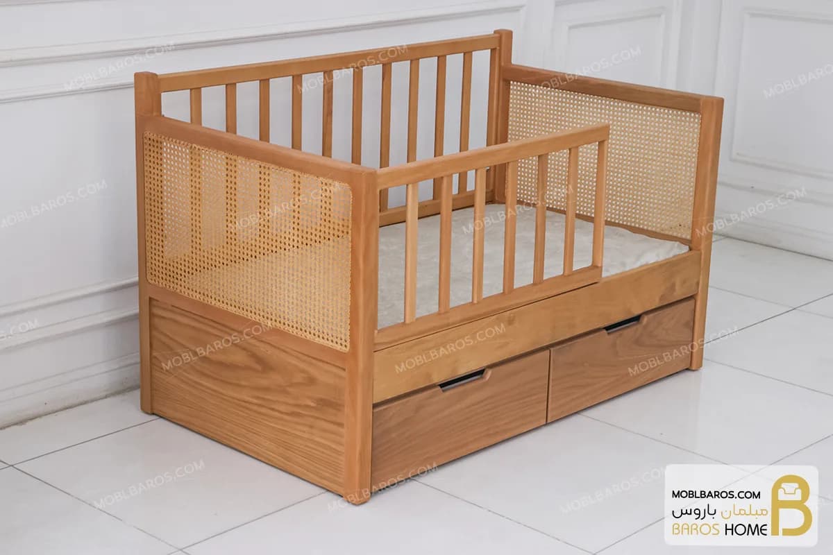 تختخواب ساده حصیری کودک و نوزاد دلژین — تصویر ۲