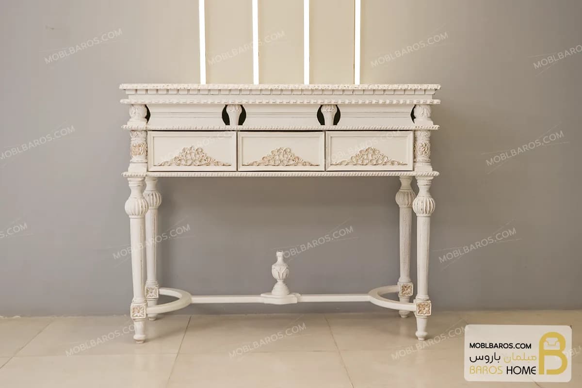 کنسول کلاسیک چوبی منبتی کاجی