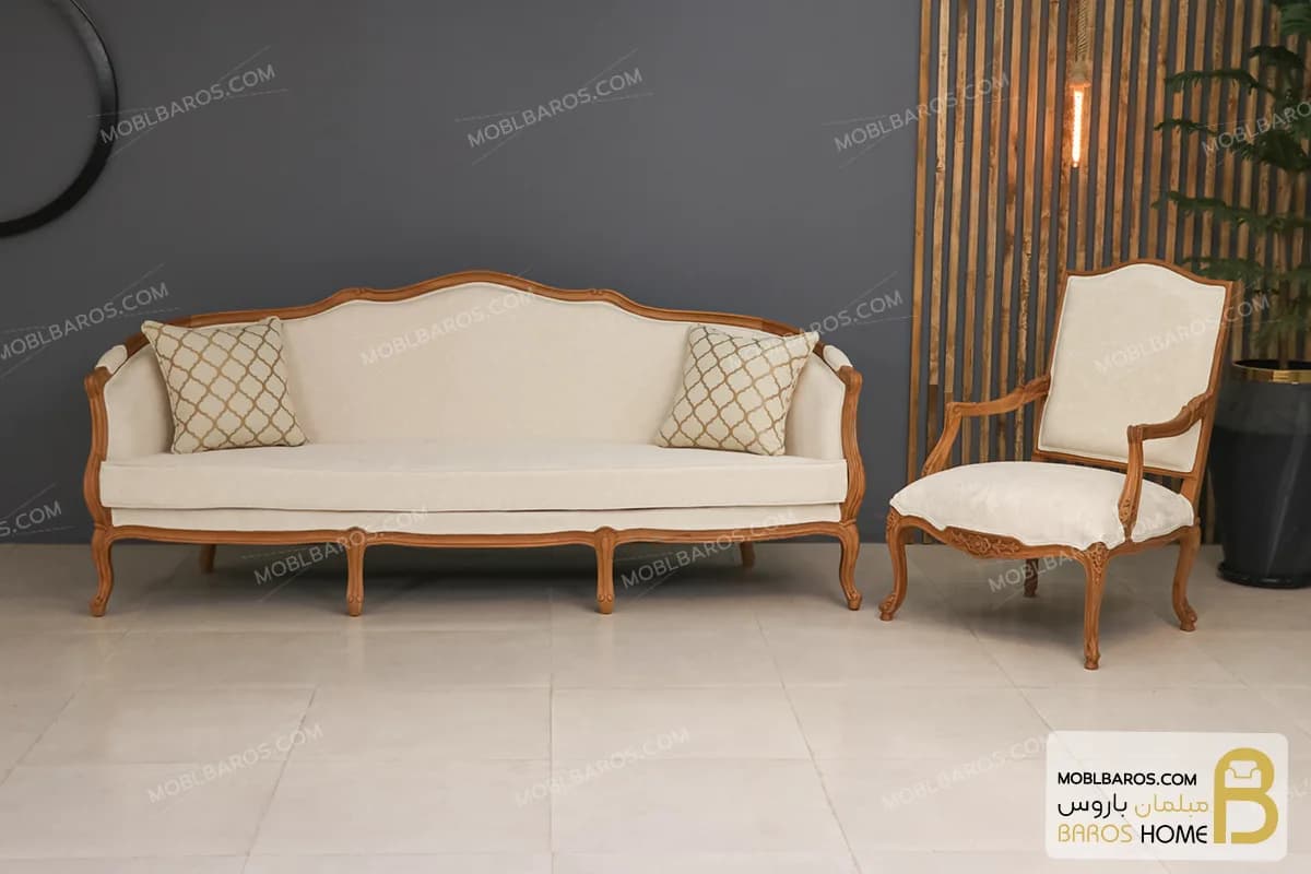مبل کلاسیک و چوبی ۷ نفره راشل پلاس و مبل رومینا — تصویر ۶