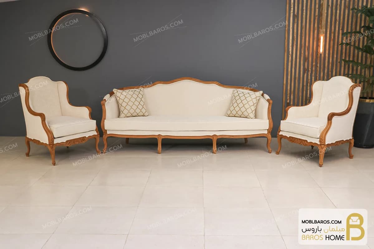 مبل کلاسیک و چوبی ۷ نفره راشل پلاس و مبل رومینا — تصویر ۵
