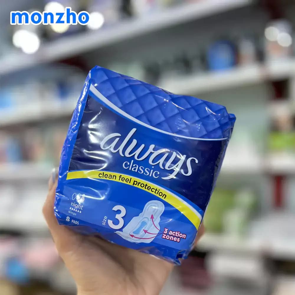 نوار بهداشتی classic آلویز مخصوص شب سایز 3 بسته 8 عددی — تصویر ۲