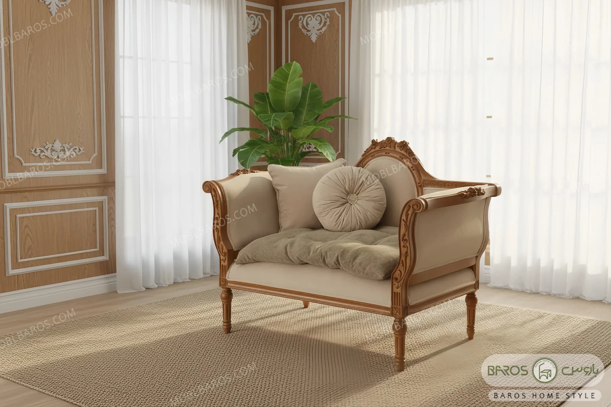 مبل تکنفره کلاسیک مصری (مینی کاناپه)
